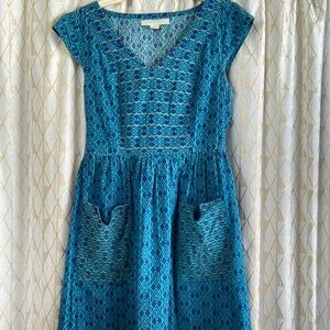 Mata Traders Blue Geometric Dress